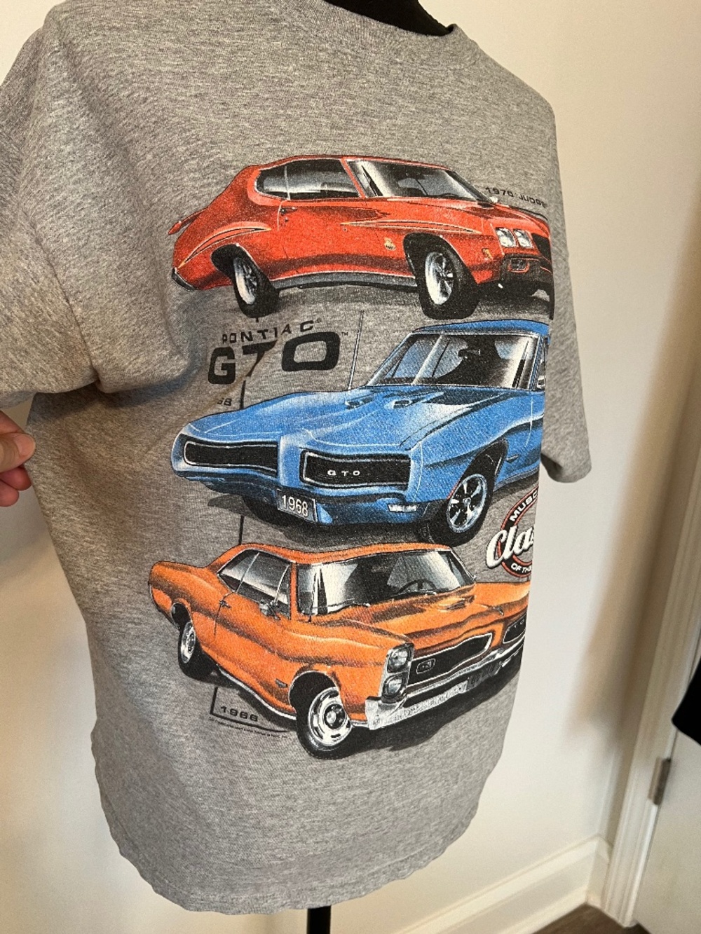 Vintage Rare General Motors Official Licensed Grey Pontiac GTO's Men's T-shirt